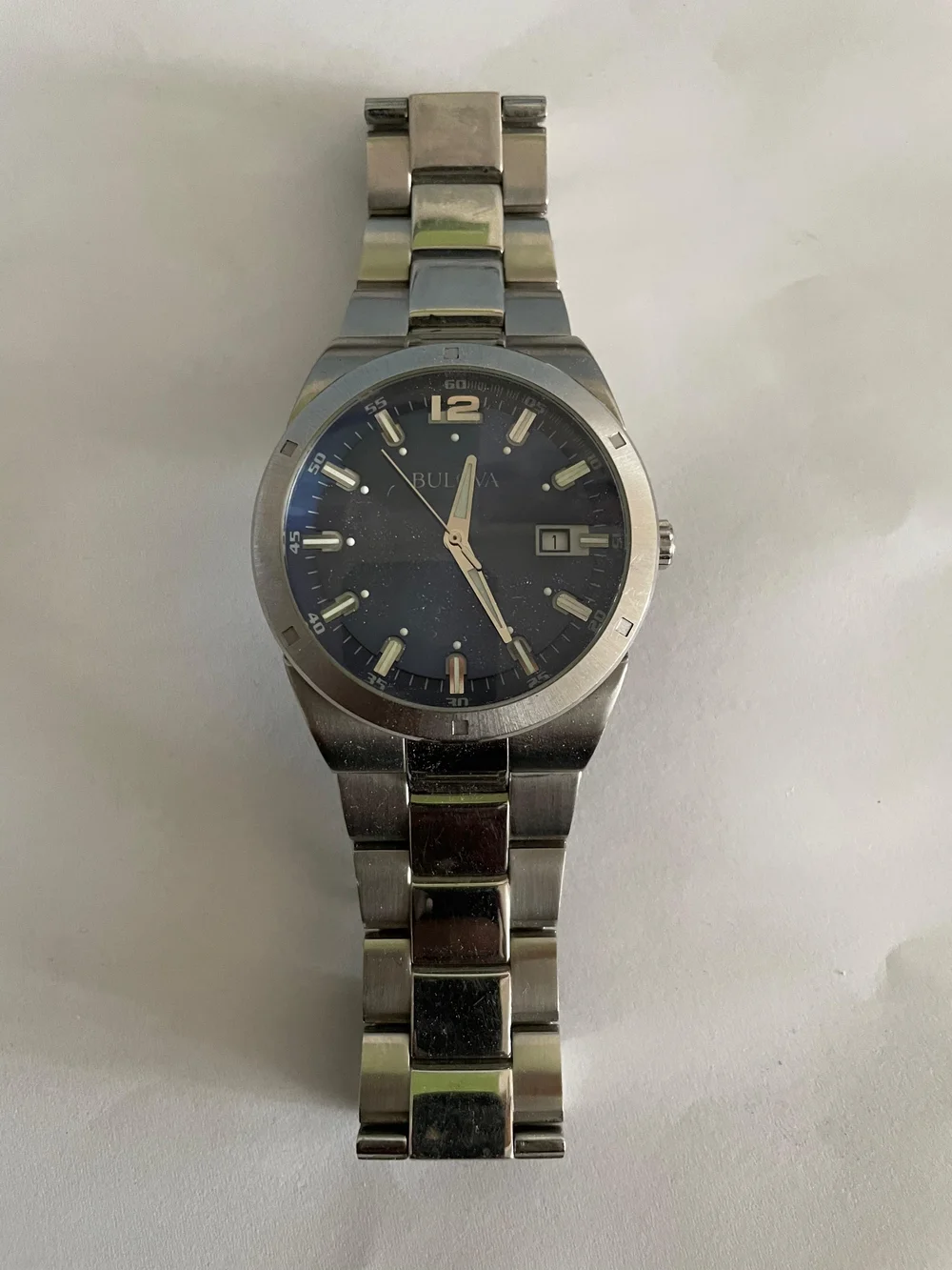 Bulova Men's Stainless Steel Watch - Black Dial